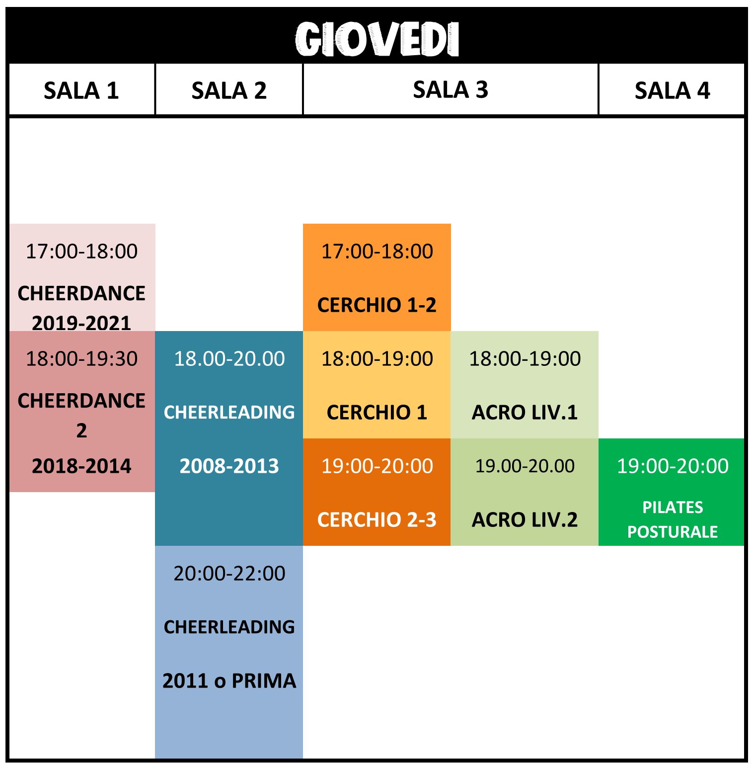Orario Giovedì 2026/27 — Intensity Elite